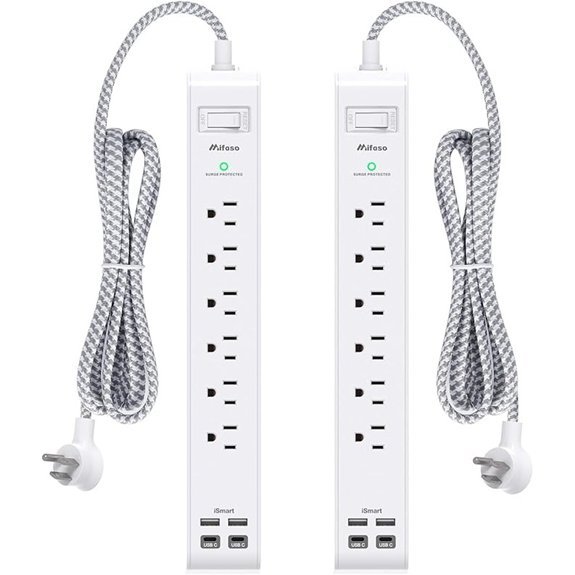 2-Pack Surge Protector Strips with USB