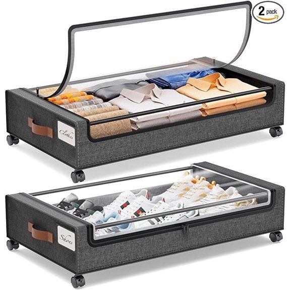 Yecaye 2-Pack Under Bed Storage Drawers with Wheels