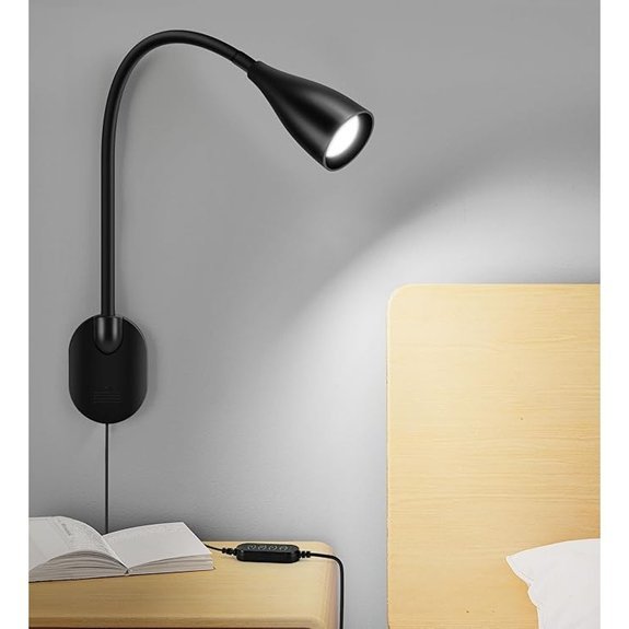 Wall-Mounted LED Bedside Reading Light with USB