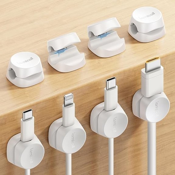 8-Pack Cord Organizer Clips with Lock White