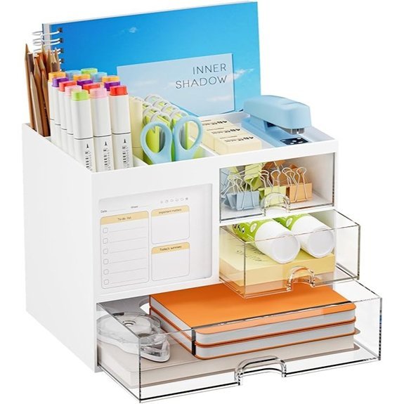 Marbrasse 3-Drawer Desk Organizer - White