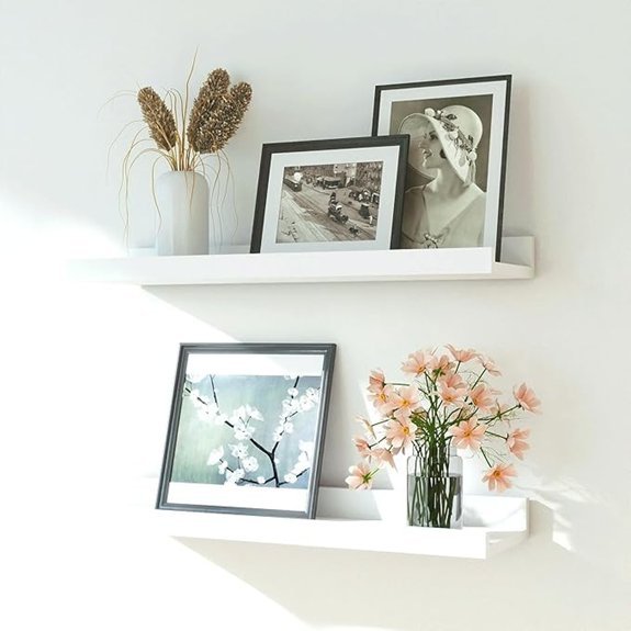 White Wall-Mounted Floating Shelves Set of 2