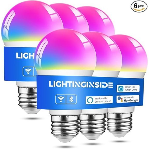 Lightinginside 6-Pack Smart Bulbs with WiFi RGBCW LEDs