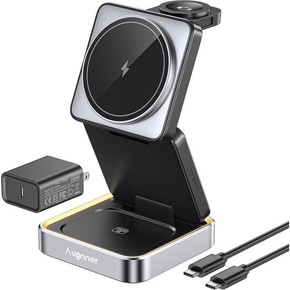 Foldable 3-in-1 Wireless Charger with Night Light (15W)