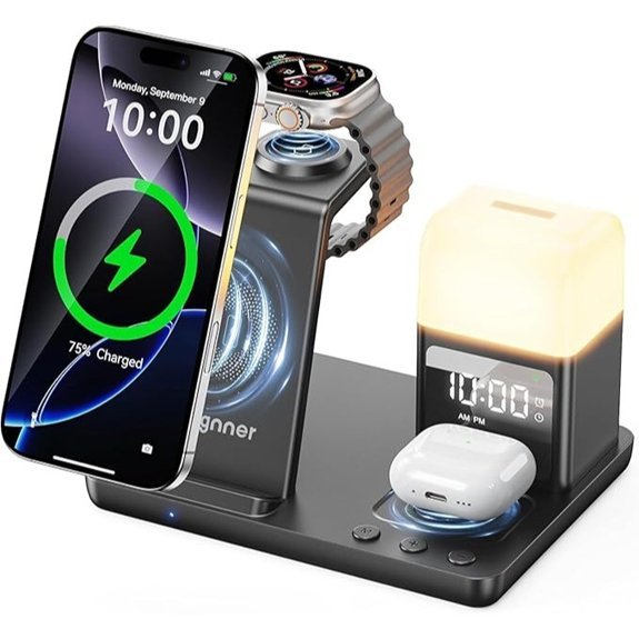 6-in-1 Wireless Charger with Clock & Night Light