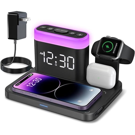ANJANK 5-in-1 Wireless Charger Dock with Clock