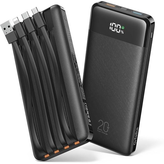 20000mAh Power Bank with 4 Cables 6 Outputs