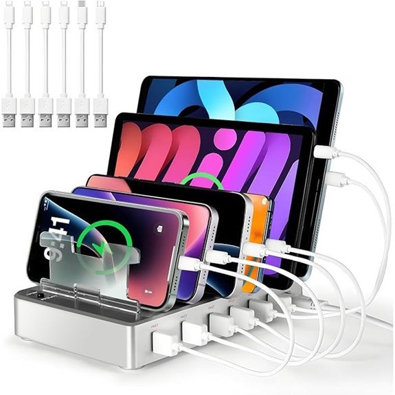 300W 6-Port Fast Charging Station for iPhone Android Tablets