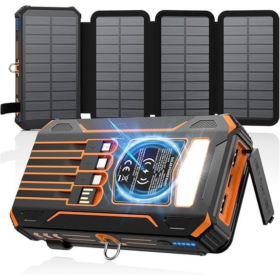 SOARAISE 48000mAh Solar Power Bank with Cables