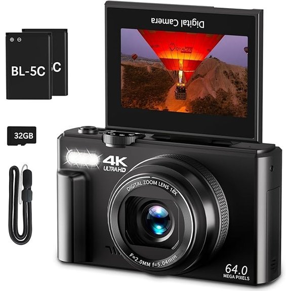 4K Digital Camera for Photography with 32GB Card