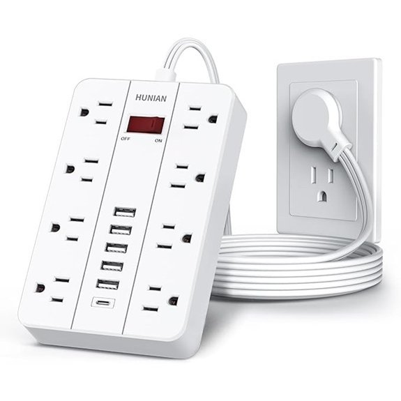 HUNIAN 8-Outlet Power Strip with USB Ports