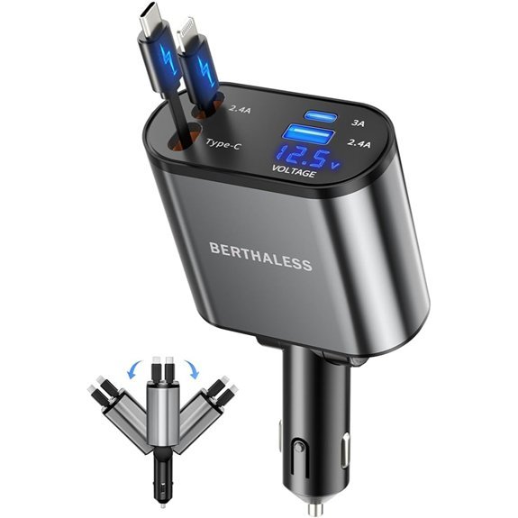 BERTHALESS 4-in-1 Car Charger (USB-C/USB-A)
