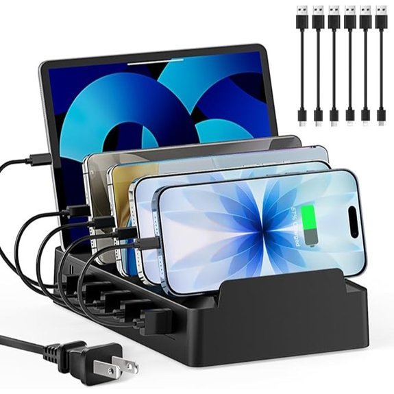 Multi-Device Charging Station with 6 USB Ports Black