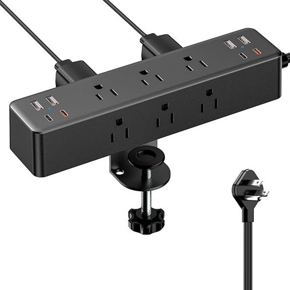 Desk Clamp Power Strip with 10ft USB-C Ports