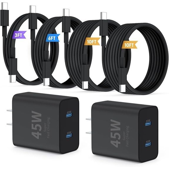 QZIIW 45W USB-C Charger + 60W Cables (2-Pack)