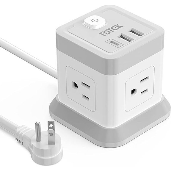 FDTEK Power Strip with USB and 4 Outlets 5ft