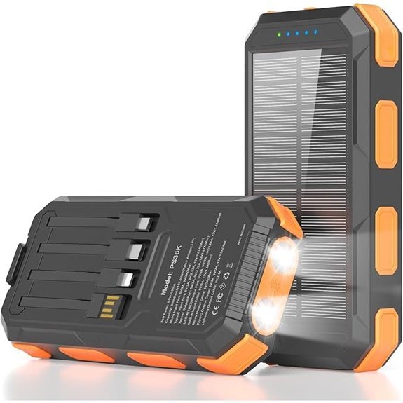 Solar Charger Power Bank 38800mAh with Built-in Cables
