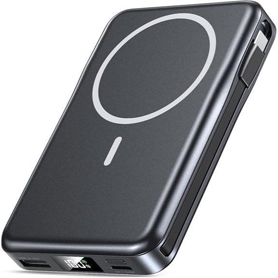 Magnetic 10000mAh Power Bank with Built-in Cable