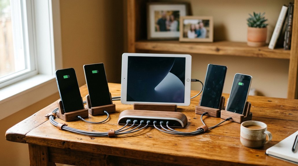 organized multi device charging hub
