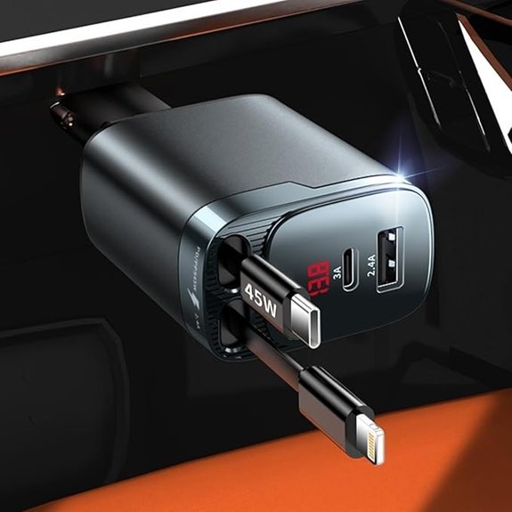 Retractable Car Charger 4-in-1 USB-C Fast Charge