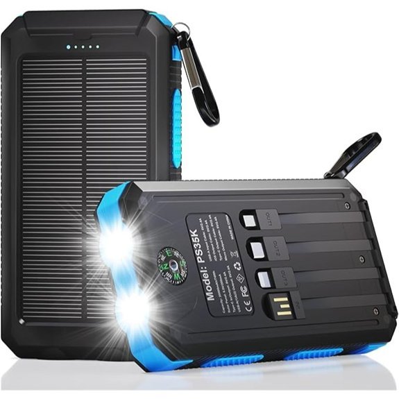 Durecopow 20000mAh Solar Charger with Cables & USB-C